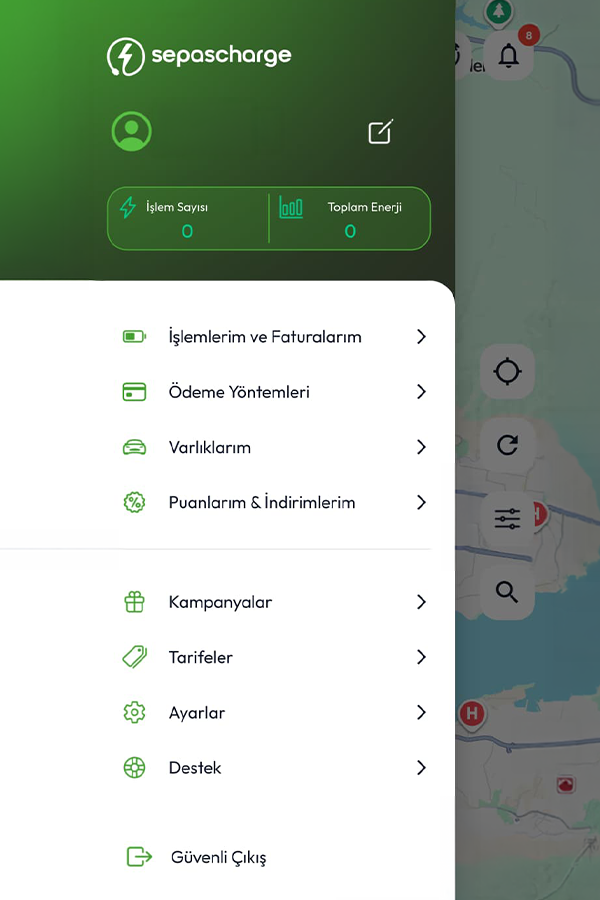 Sepascharge Uygulama Ekranı